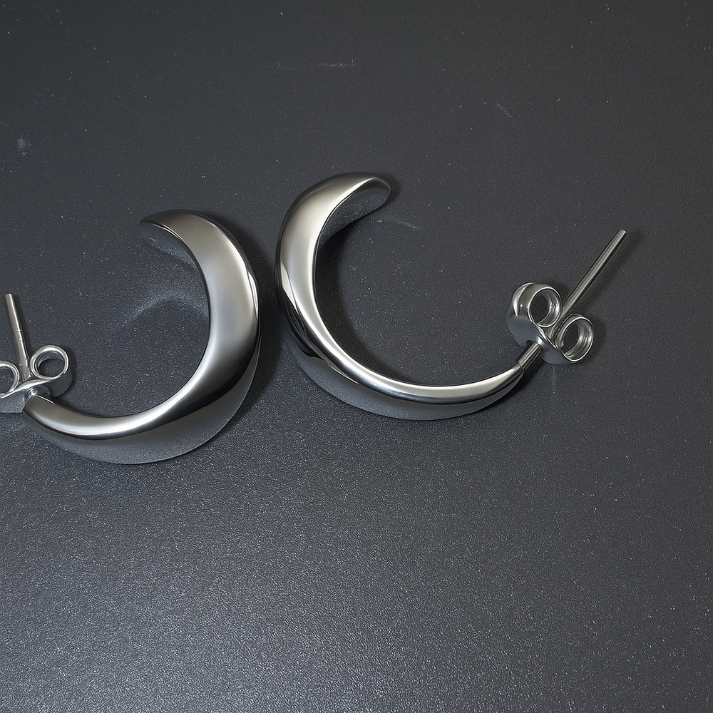 Silver Crescent Hoop Earrings New Never Used